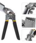 Manual Sheet Metal Bender And Hand Seamer Tool with 3 Inch Straight Jaw for flattening pliers; close-up of jaw and handle detail.
