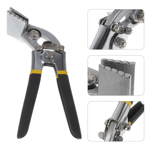 Manual Sheet Metal Bender And Hand Seamer Tool with 3 Inch Straight Jaw for flattening pliers; close-up of jaw and handle detail.