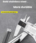 Heavy Duty Stainless Steel Manhole Cover Hook With Chunky Thick Handle Rock Solid T Shaped Grip For Pro Contractors And Builders Designed To Haul Heavy Loads Without Breaking A Sweat, measuring thickness with calipers.