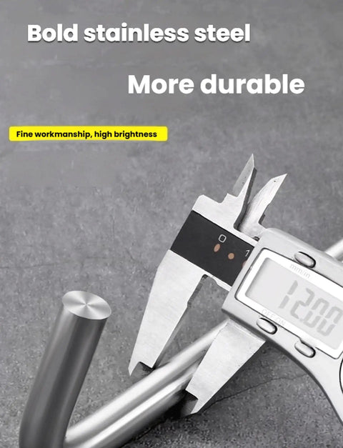 Heavy Duty Stainless Steel Manhole Cover Hook With Chunky Thick Handle Rock Solid T Shaped Grip For Pro Contractors And Builders Designed To Haul Heavy Loads Without Breaking A Sweat, measuring thickness with calipers.
