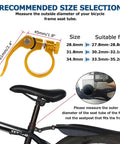 Size chart and measurement guide for yellow bike seat post clamp quick release collar fits 28.6mm 31.8mm 34.9mm for MTB bikes