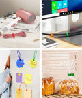 Reusable Magnetic Silicone Cable Ties 9 Inch Twist Ties For Cord Organization And Bundling Easy Wrap And Tie Durable Flexible Magnets For Home Office School And Outdoor Use 10 Colors 20 Pack in use for cables, notes, and bags.