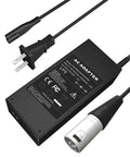42V 2A Lithium Battery Charger For 36V E Bikes And Scooters With 3 Pin XLR Connector, AC adapter and cables shown