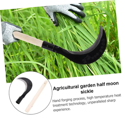 Gardening Hand Scythe With Long Handle For Easy One Handed Weeding And Grass Cutting Featuring Durable Manganese Steel Construction And Comfortable Grip For Smooth Precise Cut And Efficient Yard Work in use