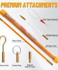 22 Foot Fiberglass Wire Fishing Kit Pro Grade With Fish Tape And Wire Puller For Through Wall Installations Attics Crawl Spaces And Ceilings Includes Attachments For Cable HDMI Network Wires And Other Home Wiring Projects, 16 rods and storage case