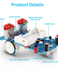 Components of Line Following Robot Car Kit for Beginners Soldering Practice, STEM Educational Electronics, circuit board and wheels