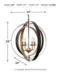 Contemporary Black And Gold Pendant Light With Intertwined Concentric Rings, 26.5 Inch Hanging Fixture For Living Room Or Dining Area