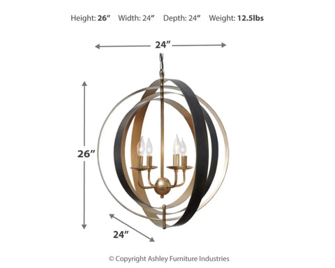 Contemporary Black And Gold Pendant Light With Intertwined Concentric Rings, 26.5 Inch Hanging Fixture For Living Room Or Dining Area