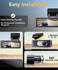 Front And Rear 4K Dash Cam For Cars With Dual Recording, Built-In 5G WiFi GPS, 64GB Card Included, easy installation steps