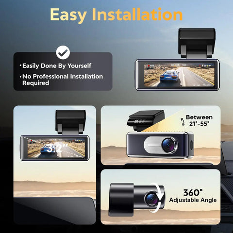 Front And Rear 4K Dash Cam For Cars With Dual Recording, Built-In 5G WiFi GPS, 64GB Card Included, easy installation steps