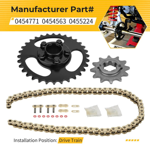 60L XRing Drive Chain And Drive Sprocket Assembly For Polaris RZR 170 2017 2021 BeefedUp Heavy Duty Kit With Wear Resistant Alloy Parts