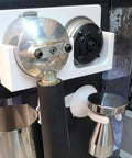 Premium Coffee Station Accessory Organizer Rack Keep Your Home Espresso Setup Slick With Integrated Tamper Hook Portafilter Holder And Spare Basket Side Rack For Pro Vibes showing a close-up of portafilter holder and tamper rack.