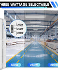 4 Pack LED Linear High Bay Lights Power Options 300W 240W 200W 40500LM 5000K Daylight Dimmable 0-10V Adjustable Tilt