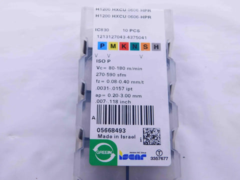 Pro Grade H1200 HXCU 0606 HPR IC830 AlTiN and TiN Coated Carbide Inserts Set 10 Pieces NS0288BL5 packaging close-up