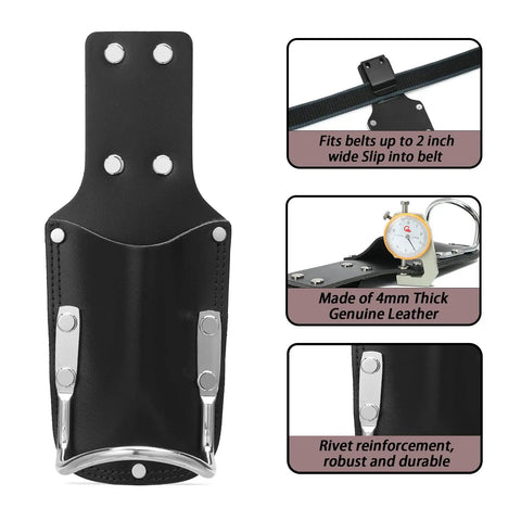 Rugged Leather Belt Holster With Steel Clip For Hammer, Pliers, Box Cutter And Utility Knife, durable construction details