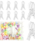 10 Pack Transparent Balloon Arch Clips 3.5 Inch Heavy Duty Spring Clamps for Backdrop Stands and Photo Booths with colorful balloons setup
