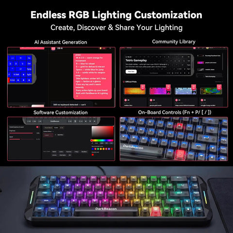 Image showcasing the 65 Percent Mechanical Gaming Keyboard With Hall Effect Magnetic Switches And Lightning Fast Rapid Trigger with RGB customization.