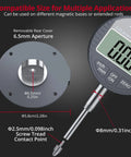 Digital Dial Indicator 1 Inch 0.0005 Inch Resolution LCD Display With Rear Cover showing dimensions and removable rear cover