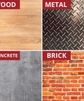 Textures of wood, metal, concrete, and brick surfaces illustrating materials bonded by Two-Part Epoxy Adhesive Paste.