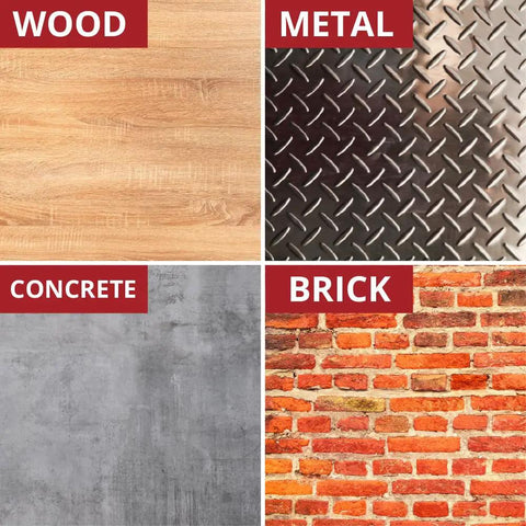 Textures of wood, metal, concrete, and brick surfaces illustrating materials bonded by Two-Part Epoxy Adhesive Paste.