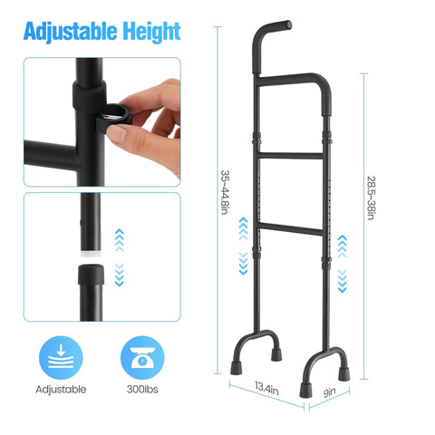 Premium Stair Assist Cane With 13 Adjustable Height Settings And Secure Non Slip Grip Making Daily Step Navigation And Outdoor Walkways Straight Up Smooth Sailing, adjustable height feature shown.