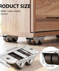 Smooth Rolling Mini Caster Wheels Half Inch Diameter Low Profile Furniture Casters with steel rollers under a wooden drawer.
