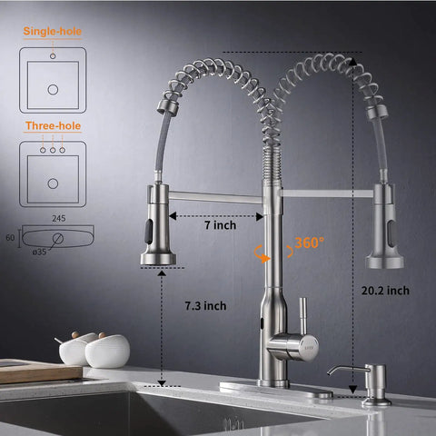 Touchless Kitchen Faucet With Motion Sensor Hands Free Operation Single Handle Pull Down Sprayer in Brushed Nickel