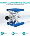SWIGRANCE 2-pack lab jack stand platform, 4x4 in, aluminum, blue, scissor lift, 145 mm high, 5 kg max load