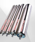 Five Pack Stainless Steel Conveyor Belt Rollers Heavy Duty Replacement Set in various sizes, showcasing durability and material.