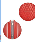 Universal Aluminum Grooved Magnetic Jack Pad For Pinch Welds 0.39 Inch Slot Frame Rail Adapter, red, overhead view