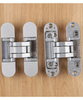 2.0 3D Adjustable Invisible Hidden Hinge for cabinets and doors, heavy duty hidden mount on wooden surface