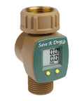 Brass Water Flow Meter For Outdoor Hoses And Lawn Sprinklers, Tracks Gallons Used To 0.1 Gal, Easy Read LCD, Durable Spigot Connector
