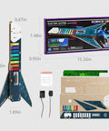 DIY Electronics Guitar Building Kit For Kids 8-12, Hands On STEM Toy components and packaging, including wooden parts and circuits.