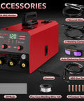 Pro Grade 120 Amp MIG Welder Combo 3 In 1 Gasless Flux Core MIG Lift TIG And Stick Welder For 110V, accessories included