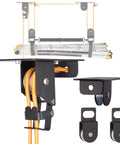 Ladder Hoist For Garage Ceiling Storage Beefy All Steel Pulley System Holds 150 Lbs 5.5 Inch Low Profile Self Locking Lift