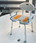 Heavy Duty Shower Chair With Arms And Back For Inside Shower Stall, Extra Wide 28 Inch U Shaped Seat, Aluminum Frame