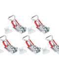 Killer Grade Zinc Plated Toggle Clamp Featuring Quick Release Lever Keeps BBQ Smoker Lids Snapped Shut And Holds DIY Jigs Steady On Any Welding Workbench Project, set of five with red handle.