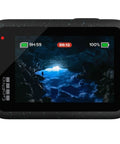 Premium Waterproof Action Camera Bundle With 5.3K60 Video And 27Mp Photos display showing recording time in a cave scene.