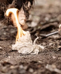 Lighting a 6-Inch Hemp Fire Starter Rope for Campfires and Outdoor Adventures, windproof and waterproof, made in the USA