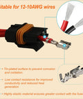 Bulletproof Waterproof Sealed Inline Fuse Holder Kit For Ato Atc Fuses With Heavy Duty Rubber Gaskets Tough Weatherproof Wiring Splice Setup No Hassle Auto Electrical Gear Pack Of Six connectors showing 12-10AWG compatibility.