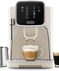 Automatic Espresso Machine With Built In Grinder And Touch Panel For Barista Quality Coffee At Home Milk Frothing Steam Wand Adjustable Strength Self Cleaning Cream And Silver Finish