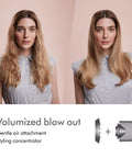 Supersonic Hair Dryer No Heat Damage With 5 Attachments including diffuser and styling concentrator, before and after blowout