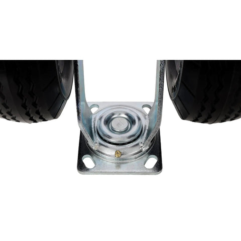 8 Inch Black Flat Free Swivel Caster With Dual PU Foam Wheels And Roller Bearings Heavy Duty 660 Lbs Load Capacity Zinc Plated Industrial Caster For Rough Floors And Fragile Equipment Transport, side view