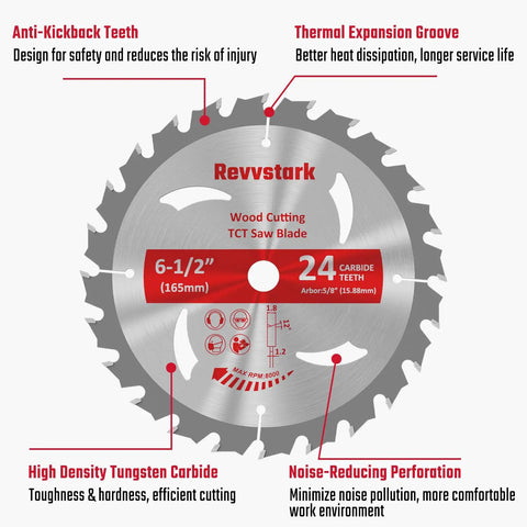 Heavy Duty 6 1/2 Inch Circular Saw Blade With 5/8 Inch Arbor And 24 Or 60 Tooth Tungsten Carbide Tips That Kick Serious Butt On Lumber And Crisp Trim Work Daily - close-up of features.