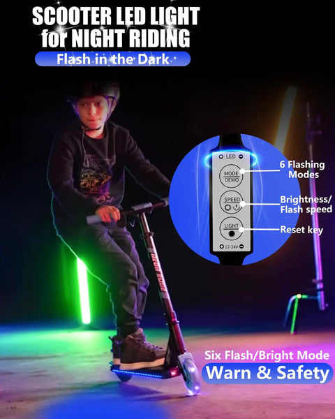 Bright AF 2 In 1 LED Light Strip For Scooters Bikes And Skateboards Night Riding Safety With Blue Flashing Mode 5V Flexible Waterproof Tape For Visible City Commute