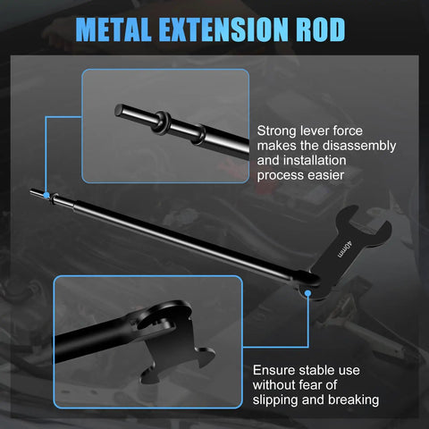 8 Piece Pneumatic Fan Clutch Wrench Set For Auto Repair With Beefy Heavy Duty 7 Driving Wrenches Including 22Mm 32Mm 36Mm 40Mm 47Mm 48Mm 51Mm To Fasten Or Loosen Fan Clutch And Water Pump Nuts Universal Fit For Most Car Brands. Metal extension rod for 40mm wrench