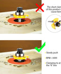 Tongue And Groove Router Bit Set Of Two with One Quarter Inch Shank showing correct clamping and operation guide with anti kickback