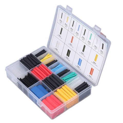Ultimate 580pc Heat Shrink Tubing Bundle Featuring Insulated Sheathing For Top Tier Electrical Safety, Wire Bundling Magic, Mechanical Defense, Color Coding Hacks And Cable Joint Protection Perfect For Your Next DIY Masterpiece Or Daily Maintenance. 580pc heat shrink tubing kit in plastic organizer, assorted colors