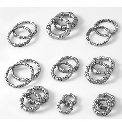 Crank Ball Bearing Set 4 Piece 0.24 Inch Diameter With Seven Stainless Steel Balls For Bike Bottom Bracket Rear Axle And Wheel Frame Replacement And Repair Accessories displayed on white background.