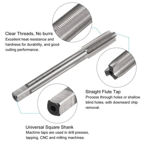 Pro Grade Tap And Drill Bit Set For DIYers And Pros, 5/16-36 UNS Thread Tap And 9 32 Inch Black Oxide Twist Drill Bit, Straight Flute Tapping Kit For Repair, Heavy Duty High Speed Steel